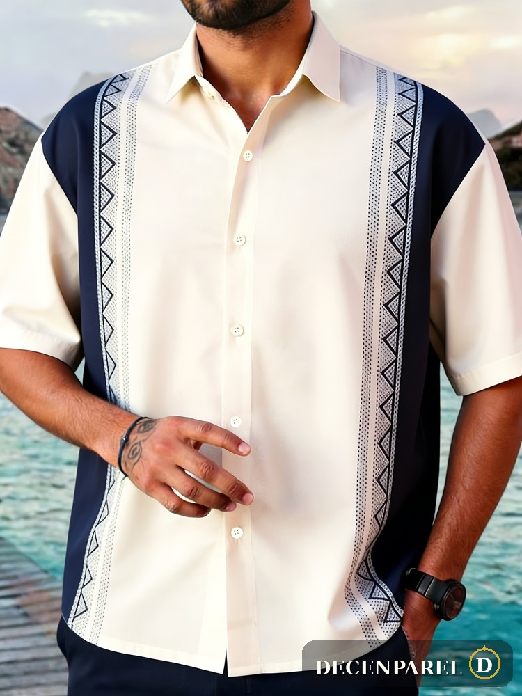Decenparel Colored Short-Sleeve Lapel Shirt
